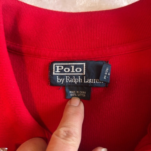 Vintage Polo by Ralph Lauren Red Zip Up Sweater with High Collar - Picture 3 of 7